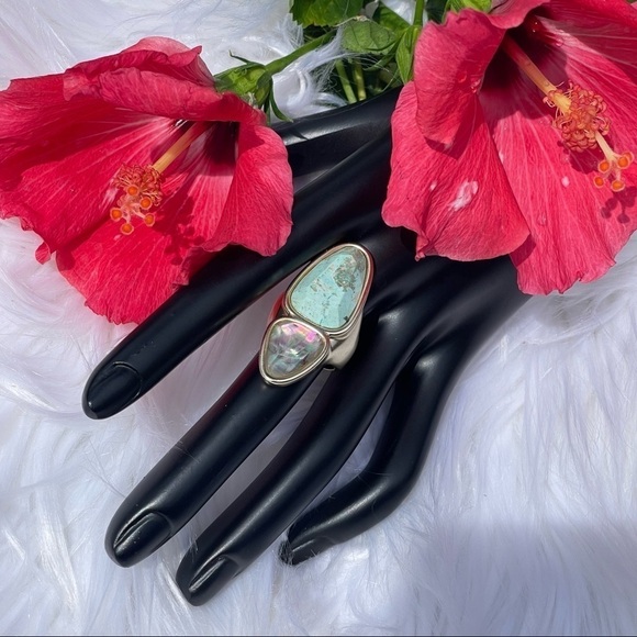 NWT Kendra Scott Margot 14K Yellow Gold Plated Stone & Glass Cocktail Ring - Picture 4 of 9